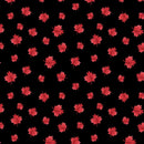 Pattern of red maple leaves on a black background