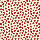 Pattern of red hearts on a beige background