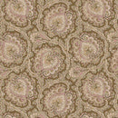 Patterned fabric with paisley design in brown and pink tones