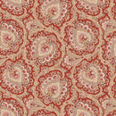 Red and beige paisley patterned fabric