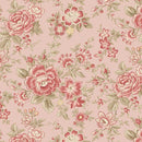 Floral pattern with pink and red flowers on a light pink background
