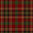 A plaid flannel fabric in red, green, and tan