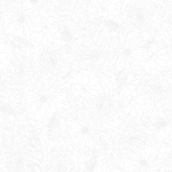 Maywood Studio Solitaire Blossom Ultra White White on White MAS328-UW - sewjersey.com