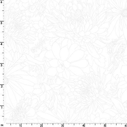 Maywood Studio Solitaire Blossom Ultra White White on White MAS328-UW with measurements - sewjersey.com