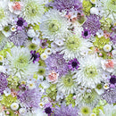 Maywood Studios Hand Picked Quilt Backs 108" by Nicholas Lapp Flowers White/Lavender MASQBD10160-VW - sewjersey.com