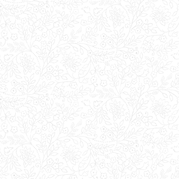 Maywood Studios Jasmine Ultra White White on White MAS327-UW - sewjersey.com