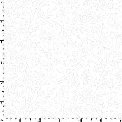 Maywood Studios Jasmine Ultra White White on White MAS327-UW with measurements - sewjersey.com