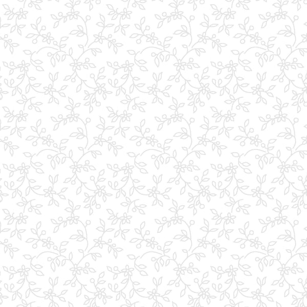 Maywood Studios Solitaire Ultra White Lacy Vines White on White MAS207-UW - sewjersey.com
