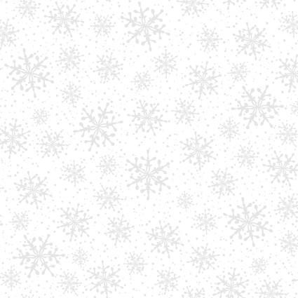 Maywood Studios Solitaire Ultra White Snowflakes White on White Ultra White MAS16007-UW - sewjersey.com