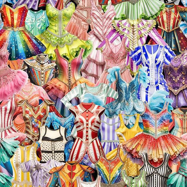 Michael Miller A Night at the Circus Circus Costume Collage DDC11970-MULT-D - sewjersey.com