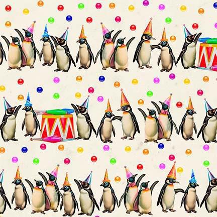 Michael Miller A Night at the Circus Penguin Parade DDC11969-CREM-D - sewjersey.com