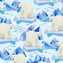 Pattern of polar bears on a geometric ice background