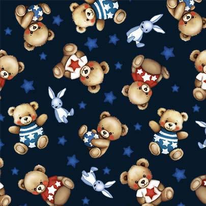 Michael Miller Americana Baby Americana Bear Indigo DCX12181-INDI-D - sewjersey.com