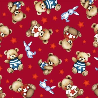 Michael Miller Americana Baby Americana Bear Red DCX12181-REDX-D  - sewjersey.com