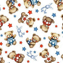 Michael Miller Americana Baby Americana Bear White DCX12181-WHIT-D - sewjersey.com