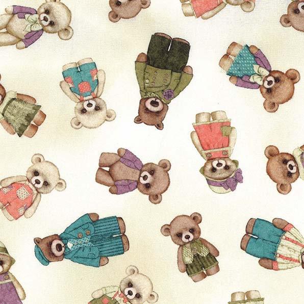 Michael Miller Bear Family Portraits by Pretty Little Lines Bear Family Beige DDC12283-BEIG-D - sewjersey.com