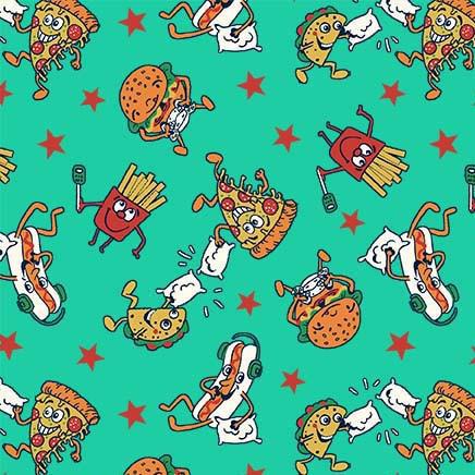 Michael Miller Dino Pizza Party Fast Food Julep DCX12196-JULE-D - sewjersey.com