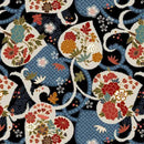 Michael Miller Fabrics - Tokyo Fur-Tales 100% Cotton Quilting Fabric Tokyo Leaves DCX12644-BLAC-D - Sewjersey.com