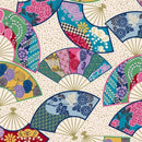 Michael Miller Fabrics Kamakura Sisters Whispering Fans Cream (Metallic) CM12662-CREM-D 100% Cotton Fabric 44/45" wide - sewjersey.com