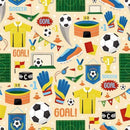 Michael Miller Goal Getter Hero Vanilla DDC12698-VANI-D 100% Cotton Fabric 44/45" wide - Sewjersey.com