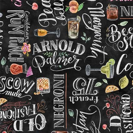 Michael Miller Happiest Hour Signature Cocktail Black DDC12092-BLAC-D - sewjersey.com