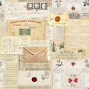 Michael Miller Junk Journal Keepsake Letters Parchment DDC12296-PARC-D - fabric featuring a collage of vintage letters and packages