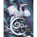 Michael Miller Mystic Dragon Panel DDC12588-MIDN-D 100% Cotton Fabric Panel 36" x 44/45" - sewjersey.com - A fabric panel featuring a majestic dragon perched on a crescent moon