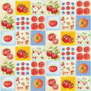 Collection of tomato-themed tiles in various designs.