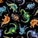 Michael Miller Wild One Dino and Friends -  DCX11857-BLAC-D - sewjersey.com