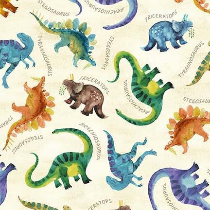 Michael Miller Wild One Dino and Friends Cream DCX11857-CREM-D - sewjersey.com