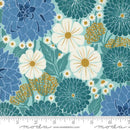 Moda Field of Flowers by Katharine Watson Dahlias and Zinnias Florals Block Print Robins Egg 3310 14 - sewjersey.com