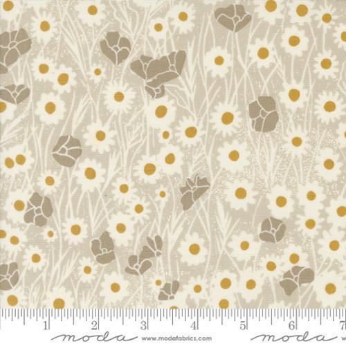 Moda Field of Flowers by Katharine Watson Poppy Field Florals Block Print Flax 3312 12 - sewjersey.com