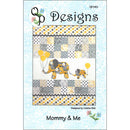 Front cover for the Mommy & Me Quilt from QP Designs featuring two cute elephants holding balloons