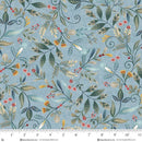Floral pattern fabric swatch with a ruler at the bottom