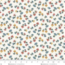 Pattern of colorful mushrooms on a white background with a ruler at the bottom.