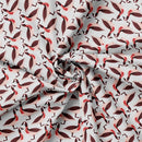 Fabric with a pattern of birds on a light background