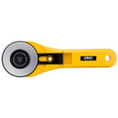 Olfa 60mm Rotary Cutter Straight Handle 9653 - Yellow 60mm rotary cutter on a white background
