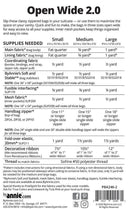 Open Wide 2.0 PBA 2462 Patterns By Annie Back Cover with Required Yardage for Three Sizes