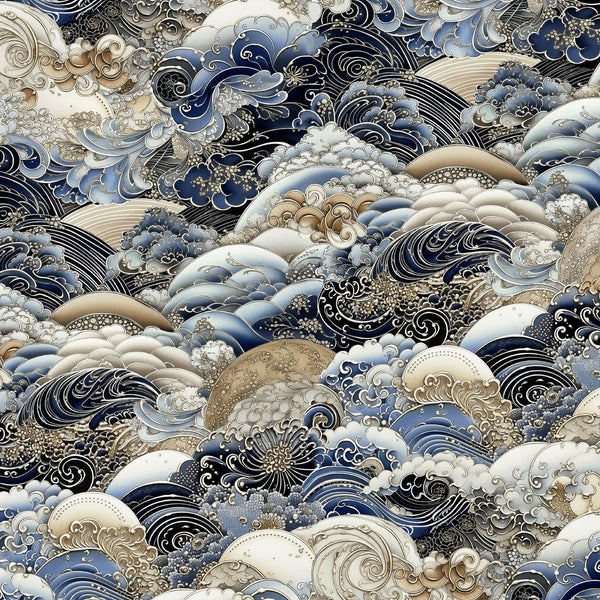 P & B Textiles Nami 108" by Clint Eagar Waves in Motion Blue PNBNAMW-5657-B - sewjersey.com