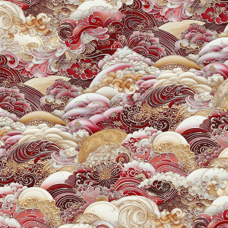 P & B Textiles Nami 108" by Clint Eagar Waves in Motion Red BNAMW-5657-R - sewjersey.com