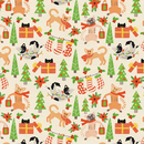 Paintbrush Studio Fabrics Christmas Friends by Maria Vashchuk Christmas Cats Cream 12023146 - sewjersey.com