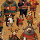 QT Christmas Party Animals Party Animal Allover Caramel - 2600-30402-A - Sewjersey.com