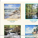 Four scenic images of natural landscapes with park names and locations on a white background.