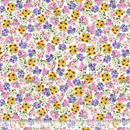 Pattern of colorful flowers with a ruler at the bottom for scale.