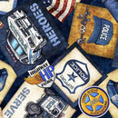 QT Fabrics American Heroes Police Police Motifs Overlapping Patch Navy by Morris Creative Group 30686-N - sewjersey.com