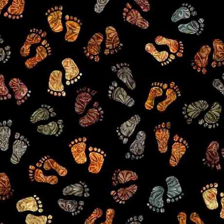 QT Fabrics Bigfoot Footprints Black 30995-J