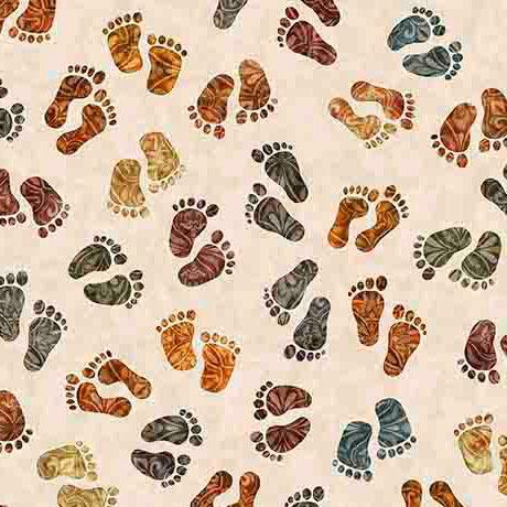 QT Fabrics Bigfoot Footprints Tan 30995-E