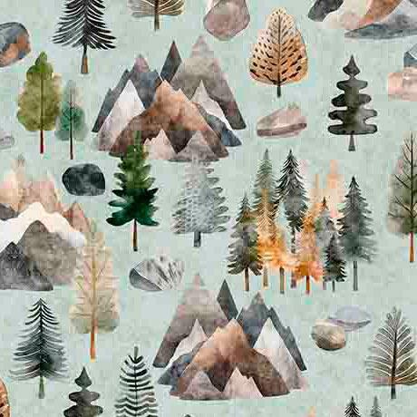 QT Fabrics Bigfoot Pine Trees Sage 30994-H