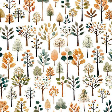QT Fabrics Bigfoot Trees White 30996-Z