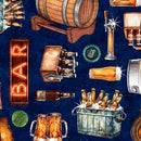 QT Fabrics Brewmaster by Dan Morris Everything Beer Navy 30915-N - sewjersey.com